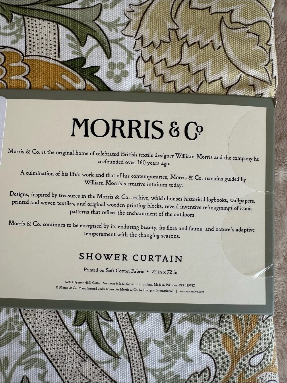 Morris & Co. William Morris Green Floral Shower Curtain